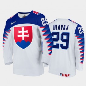 Men Slovakia Team 2021 IIHF World Junior Championship Samuel Hlavaj #29 Home White Jersey