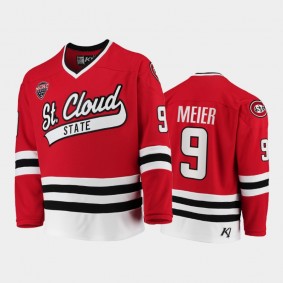St. Cloud State Huskies Spencer Meier #9 College Hockey Red Away Jersey 2021-22