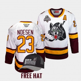 Stefan Noesen Chicago Wolves 2022 Calder Cup Champs White Free Hat Jersey