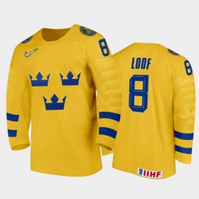 Leo Loof Sweden Hockey Gold Home Jersey 2022 IIHF World Junior Championship