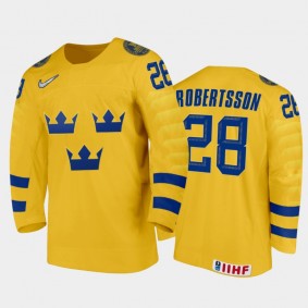 Men's Sweden 2021 IIHF U18 World Championship Simon Robertsson #28 Home Gold Jersey