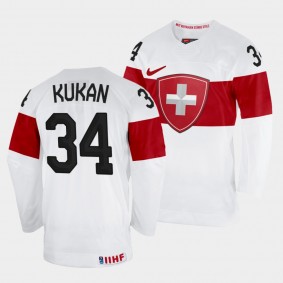 Dean Kukan 2022 IIHF World Championship Switzerland Hockey #34 White Jersey Home