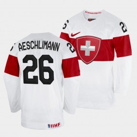 Sandro Aeschlimann 2022 IIHF World Championship Switzerland Hockey #26 White Jersey Home