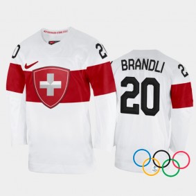 Switzerland Women's Hockey Andrea Brandli 2022 Winter Olympics White #20 Jersey Away