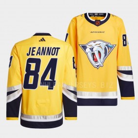 Tanner Jeannot Nashville Predators 2022 Reverse Retro 2.0 Yellow #84 Authentic Primegreen Jersey Men's
