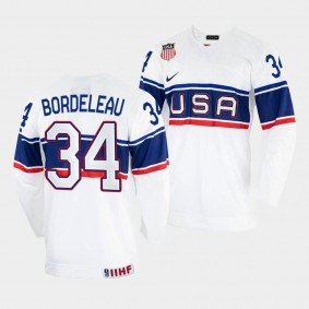 USA 2022 IIHF World Championship Thomas Bordeleau #34 White Jersey Home