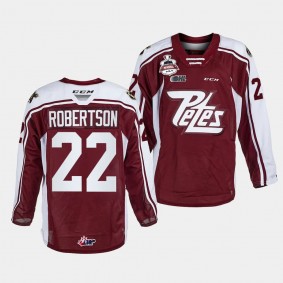 Peterborough Petes #22 Tucker Robertson 2023 OHL Champions Maroon Memorial Cup Jersey