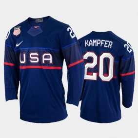 Steven Kampfer USA Hockey Blue Jersey 2022 Winter Olympics
