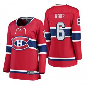 Women's Shea Weber #6 Montreal Canadiens Home Breakaway Player Red Bargain Jersey