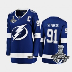 Women Tampa Bay Lightning Steven Stamkos #91 2021 Stanley Cup Champions Home Jersey - Blue
