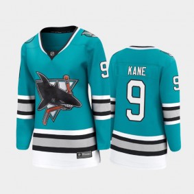 2020-21 Women's San Jose Sharks Evander Kane #9 Heritage 30th Anniversary Premier Jersey - Teal