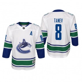 Youth Vancouver Canucks Christopher Tanev #8 Away Premier White Jersey