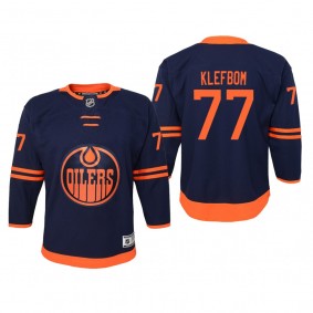 Youth Edmonton Oilers Oscar Klefbom #77 Alternate Premier Navy Jersey