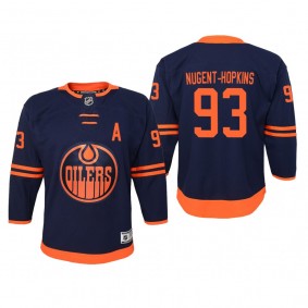 Youth Edmonton Oilers Ryan Nugent-Hopkins #93 Alternate Premier Navy Jersey